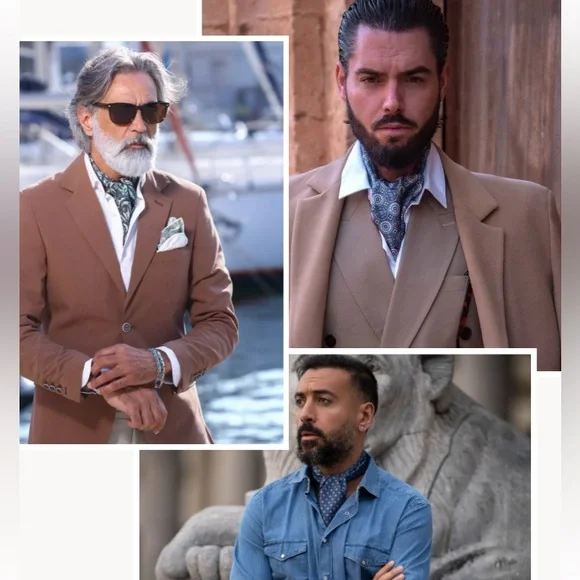 PURPLE PAISLEY BROCADE HANDMADE SILK ASCOT CRAVATTE NECKTIE - Picture 11 of 13